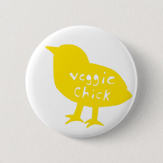 Badge Rond 5 Cm Bouton végétarien de poussin (jaune)