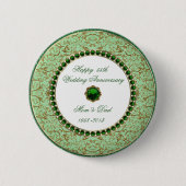 Badge Rond 5 Cm Bouton vert d'anniversaire de mariage (Devant)
