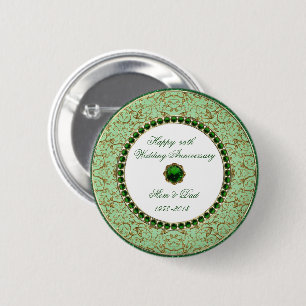 Badge Rond 5 Cm Bouton vert d'anniversaire de mariage