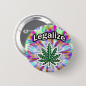 Badge Rond 5 Cm Bouton vert de feuille (Devant & derrière)