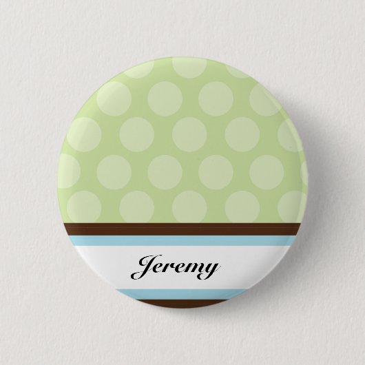 Badge Rond 5 Cm Bouton vert de nom de point (Devant)