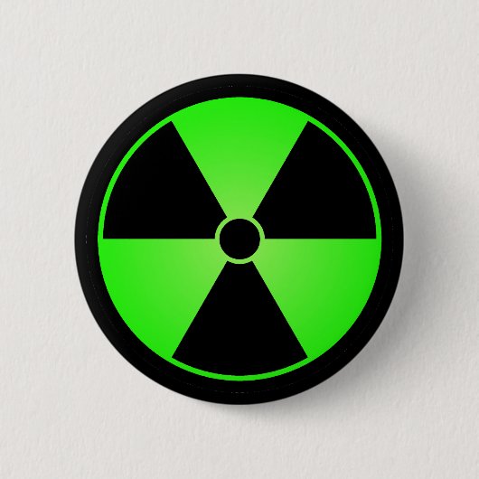 Badge Rond 5 Cm Bouton vert de symbole de rayonnement (Devant)