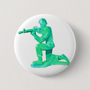 Badge Rond 5 Cm Bouton vert d'homme d'armée