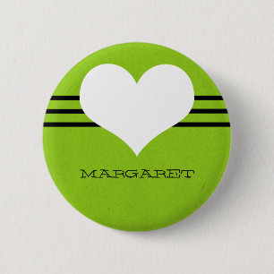 Badge Rond 5 Cm Bouton Vert du coeur moderne