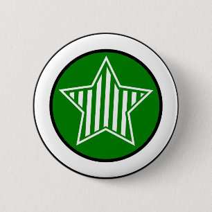 Badge Rond 5 Cm Bouton vert et blanc d'étoile