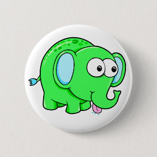 Badge Rond 5 Cm Bouton vert mignon d'éléphant
