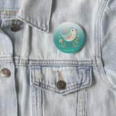 Badge Rond 5 Cm Bouton vert Petit Oiseau Floral (En situation)