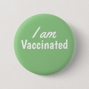 Badge Rond 5 Cm Bouton vert texte vacciné