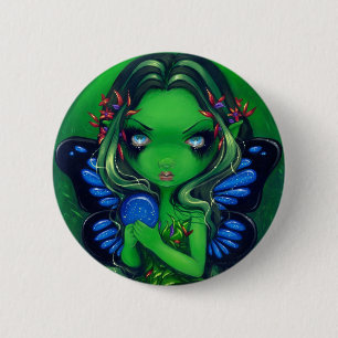 Badge Rond 5 Cm " Bouton vert "verdoyant