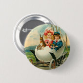 Badge Rond 5 Cm Bouton victorien de lapin de Pâques (Devant & derrière)