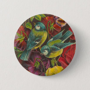 Badge Rond 5 Cm Bouton victorien d'oiseau