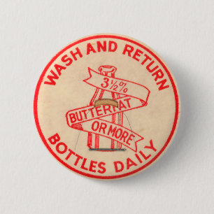 Badge Rond 5 Cm Bouton vintage de casquette de bouteille à lait