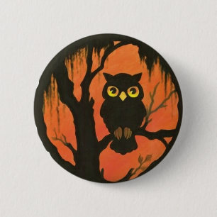 Badge Rond 5 Cm Bouton vintage Halloween Hoot Owl Round