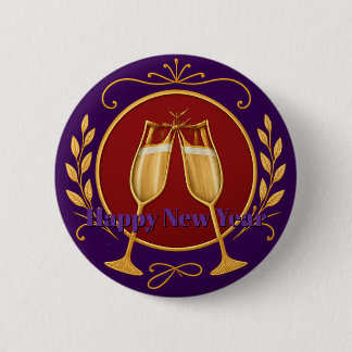 Badge Rond 5 Cm Bouton Violet - Bonne Année