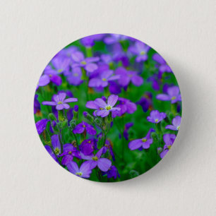 Badge Rond 5 Cm Bouton violet de fleurs