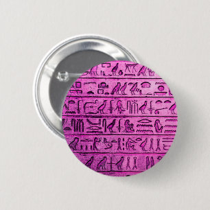 Badge Rond 5 Cm Bouton violet des Hiéroglyphes égyptiens antiques