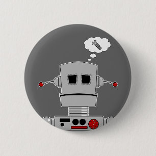 Badge Rond 5 Cm Bouton Vis Robot