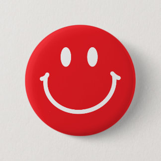 Badge Rond 5 Cm Bouton Visage Heureux Rouge