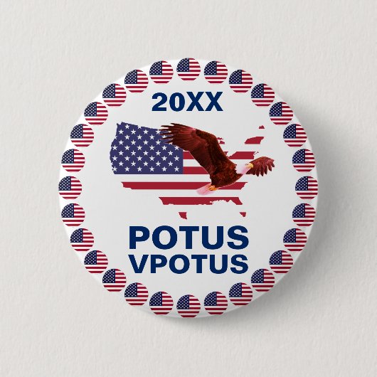 Badge Rond 5 Cm Bouton Vote Personnalisable Potus Election Eagle (Devant)