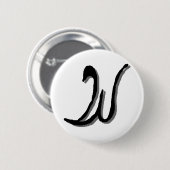 Badge Rond 5 Cm Bouton W (noir) (Devant & derrière)