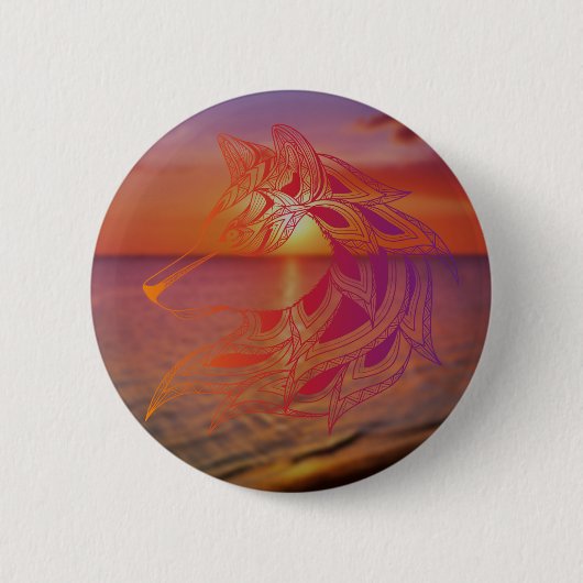 Badge Rond 5 Cm Bouton Wolf Sunset (Devant)