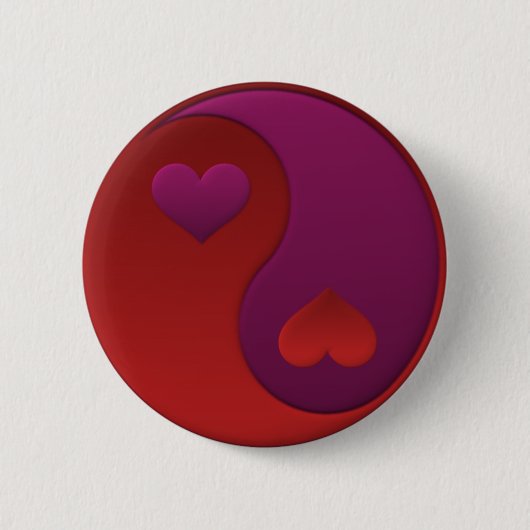 Badge Rond 5 Cm Bouton Yin Yang Valentine (Devant)