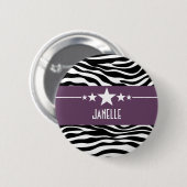 Badge Rond 5 Cm Bouton Zebra de l'étoile pourpre Sassy (Devant & derrière)
