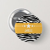 Badge Rond 5 Cm Bouton Zebra de l'étoile Sassy Jaune (Devant & derrière)