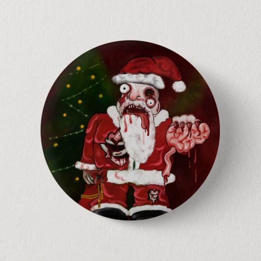 Badge Rond 5 Cm Bouton Zombie Père Noël (Devant)