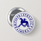 Badge Rond 5 Cm boutonnez le bouclier de Sleipnir bleu (Devant & derrière)