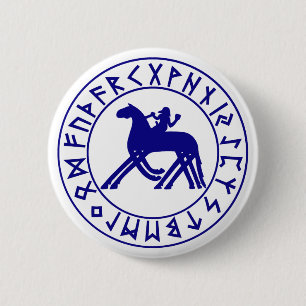Badge Rond 5 Cm boutonnez le bouclier de Sleipnir bleu