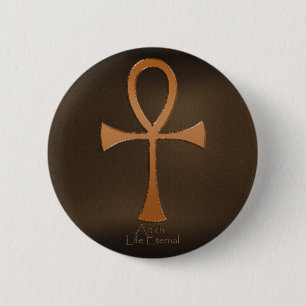 Badge Rond 5 Cm Boutons ANKH à effet cuivre égyptien