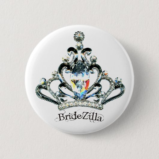 Badge Rond 5 Cm Boutons BrideZilla Tiara (Devant)