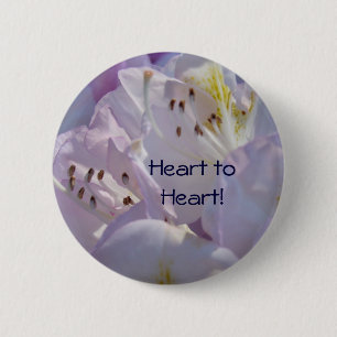 Badge Rond 5 Cm Boutons Cœur à Cœur ! Fleurs Rhodies roses