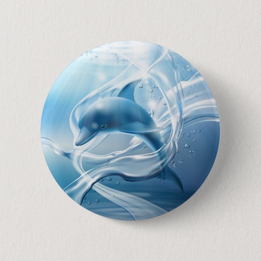 Badge Rond 5 Cm Boutons Dauphin Bleu (Devant)