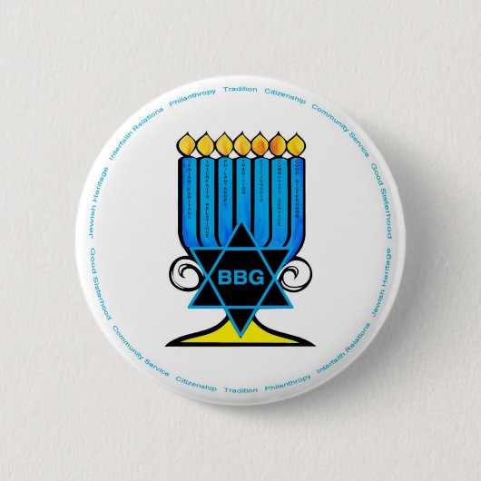 Badge Rond 5 Cm Boutons de BBG Menorah ! (Devant)