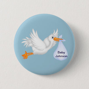 Badge Rond 5 Cm Boutons de cigogne pour garçons