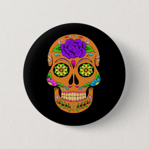 Badge Rond 5 Cm Boutons de crânes en sucre