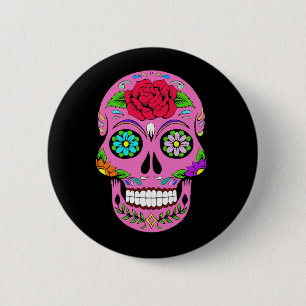 Badge Rond 5 Cm Boutons de crânes en sucre