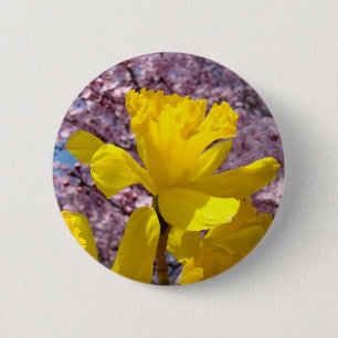 Badge Rond 5 Cm Boutons de fleurs de jonquilles jaunes Fleurs prin
