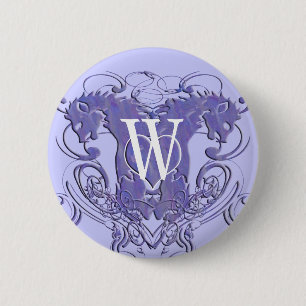 Badge Rond 5 Cm Boutons de mariage Monogramme Lions Tourbillons 4 
