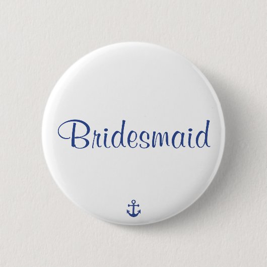 Badge Rond 5 Cm Boutons De Mariage Nautique De Bridesmaid (Devant)