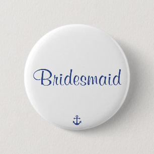 Badge Rond 5 Cm Boutons De Mariage Nautique De Bridesmaid
