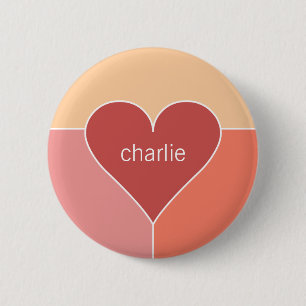 Badge Rond 5 Cm Boutons de nom personnalisé du Motif de coeur