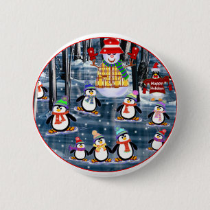 Badge Rond 5 Cm Boutons de pingouin