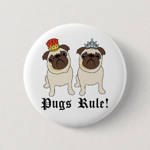 Badge Rond 5 Cm Boutons de règle des Carlins King et Queen