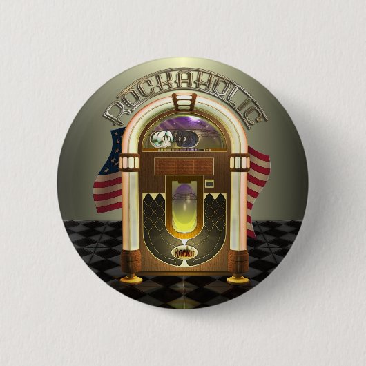 Badge Rond 5 Cm Boutons de Rockaholic de juke-box (Devant)