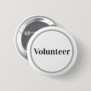 Badge Rond 5 Cm Boutons de volontaire à bordure pointillée blanche