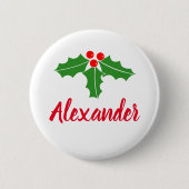 Badge Rond 5 Cm Boutons d'épingle Noël avec nom personnalisé (Devant)