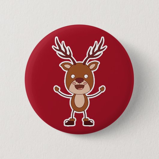 Badge Rond 5 Cm Boutons Drôle Reindeer (Devant)
